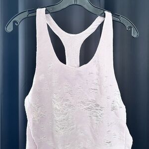 ALO Yoga Light Pink Distresses Crop Top